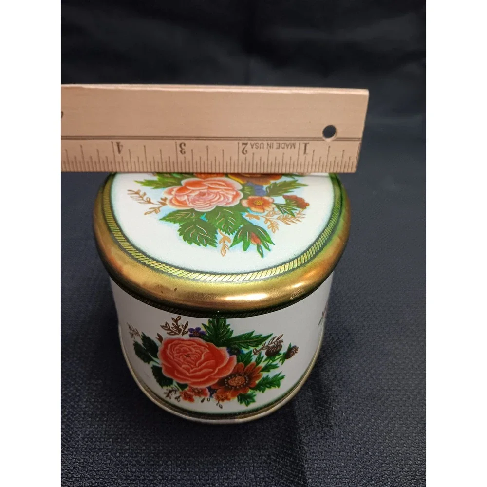 Oval Floral Tin Metal Box Meister Made In Brazil Trinket Jewelry Candy‎ Storage